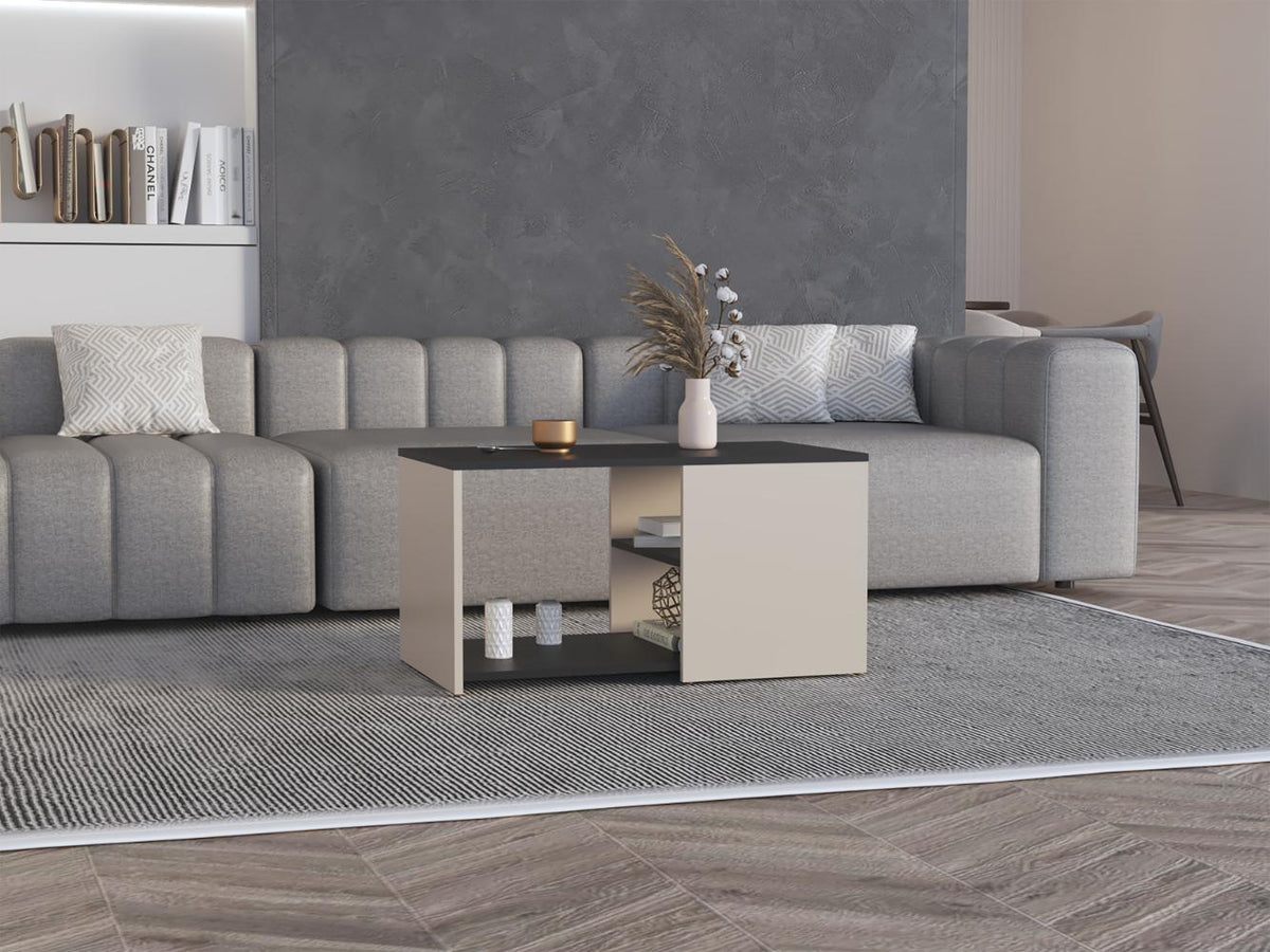 Mesa de Centro Ade, Capri y Wengue, con espacio para objetos decorativos