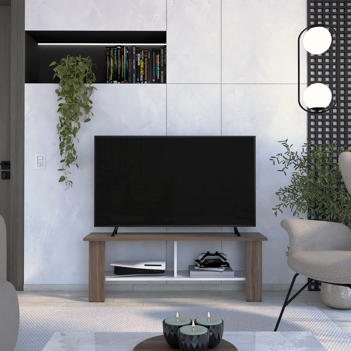 Rack Tv, Milan Y Blanco, Con Capacidad Para Televisor De 50 Pulgadas (vista 2)