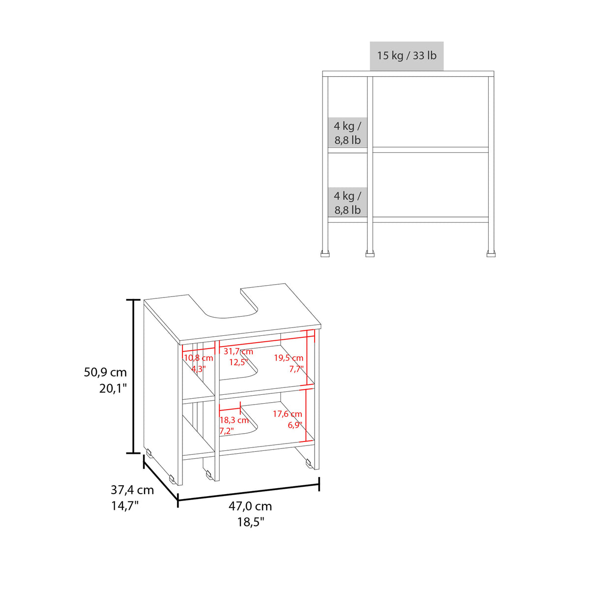 Mueble Basic Para Baño Una Puerta, Color Fresno Y Blanco (vista 8)