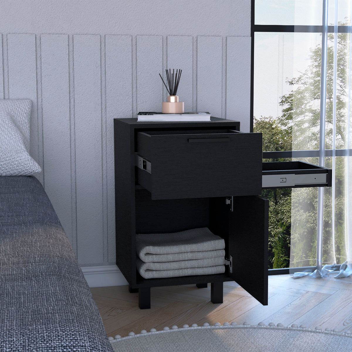 Velador Secret Z-81, Con Una Puerta Y Cajón Secreto, Wengue