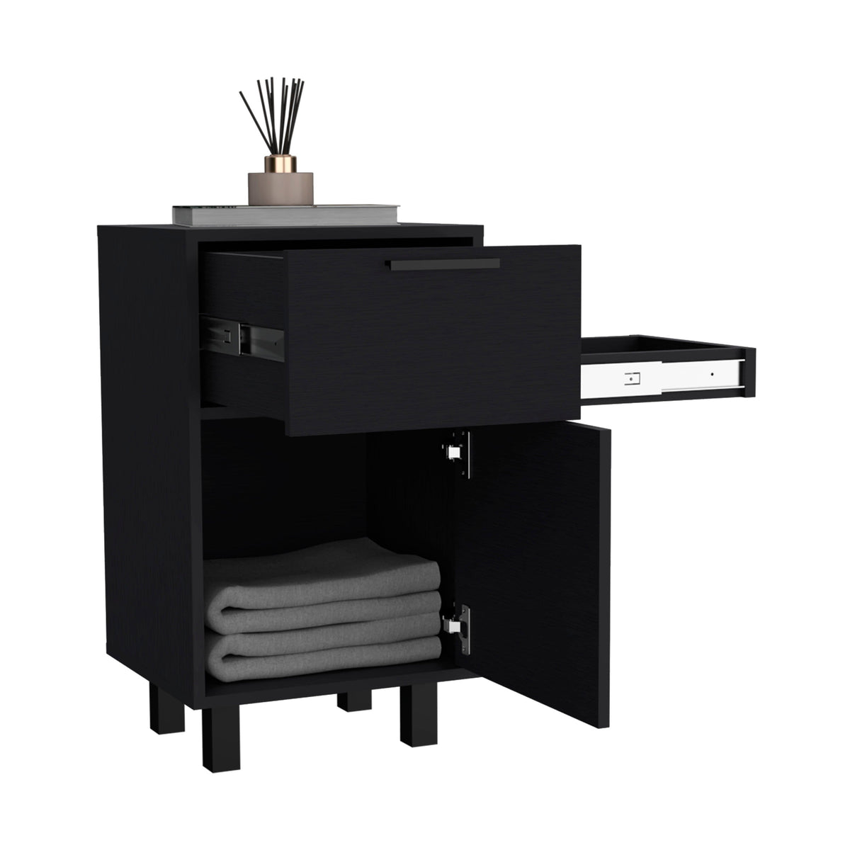 Velador Secret Z-81, Con Una Puerta Y Cajón Secreto, Wengue (vista 6)