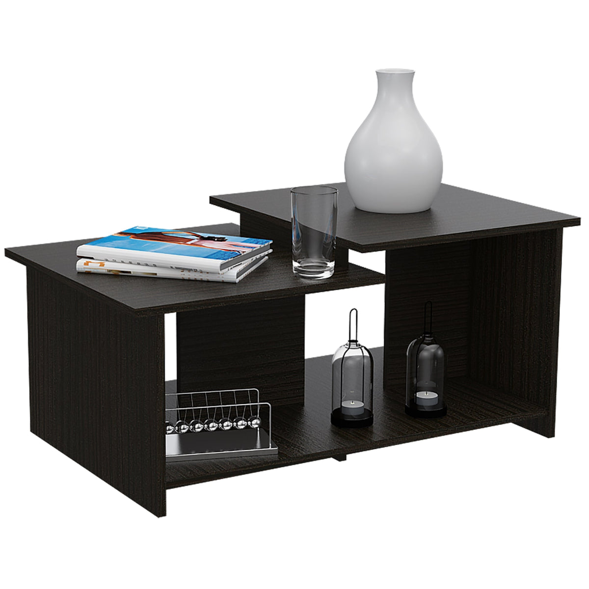Mesa de Centro Wema Alto, Wengue, con Amplio Espacio Ideal Para Ubicar Decoraciones