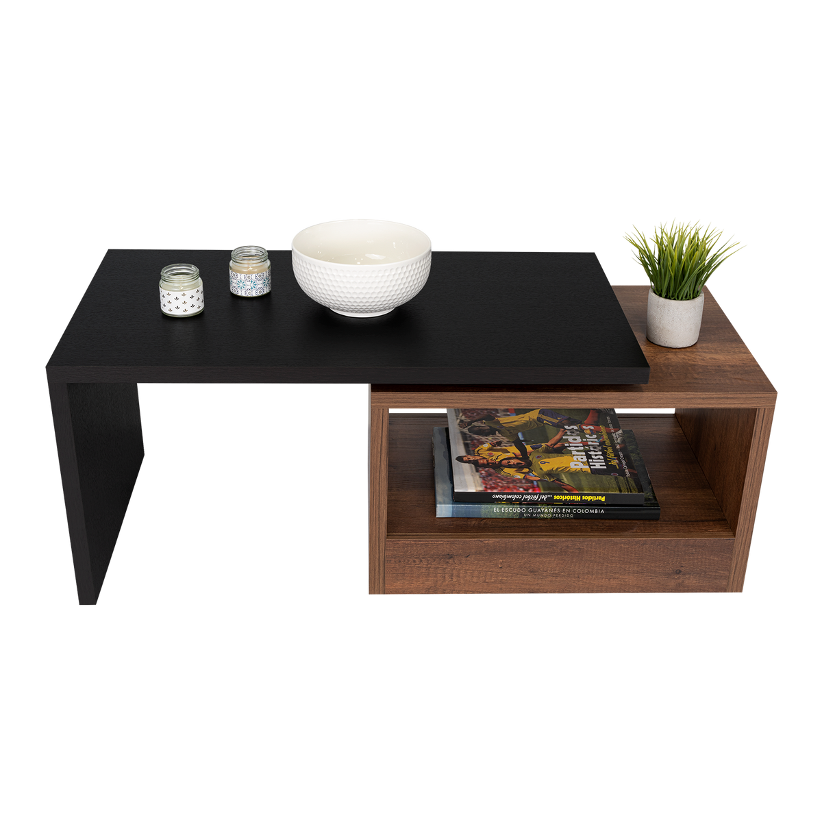 Mesa de Centro Wesley, Wengue y Cobre, con Amplio Espacio Ideal Para Ubicar Decoraciones (vista 2)