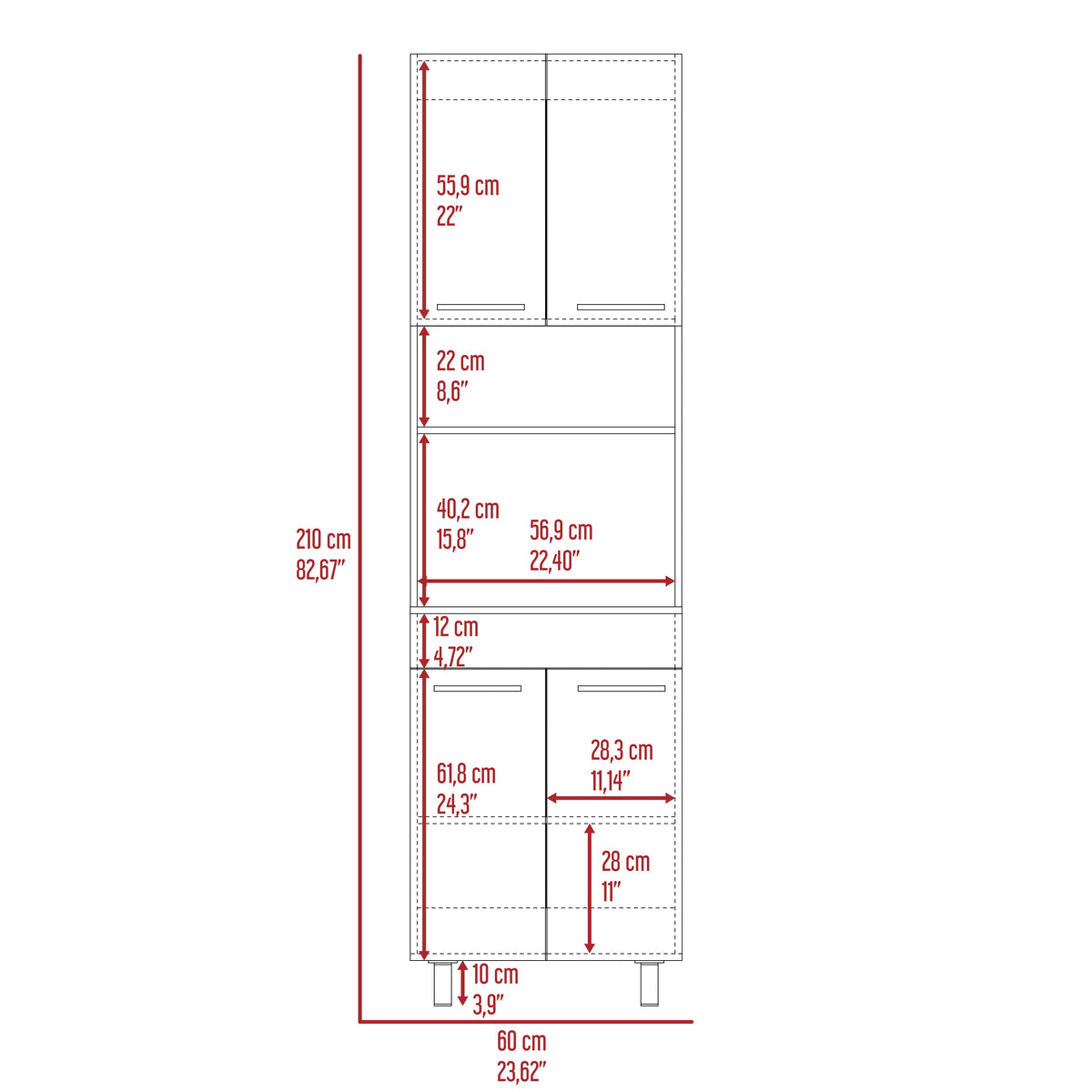 Mueble De Cocina Para Microondas Luna, Wengue Y Fresno (vista 8)