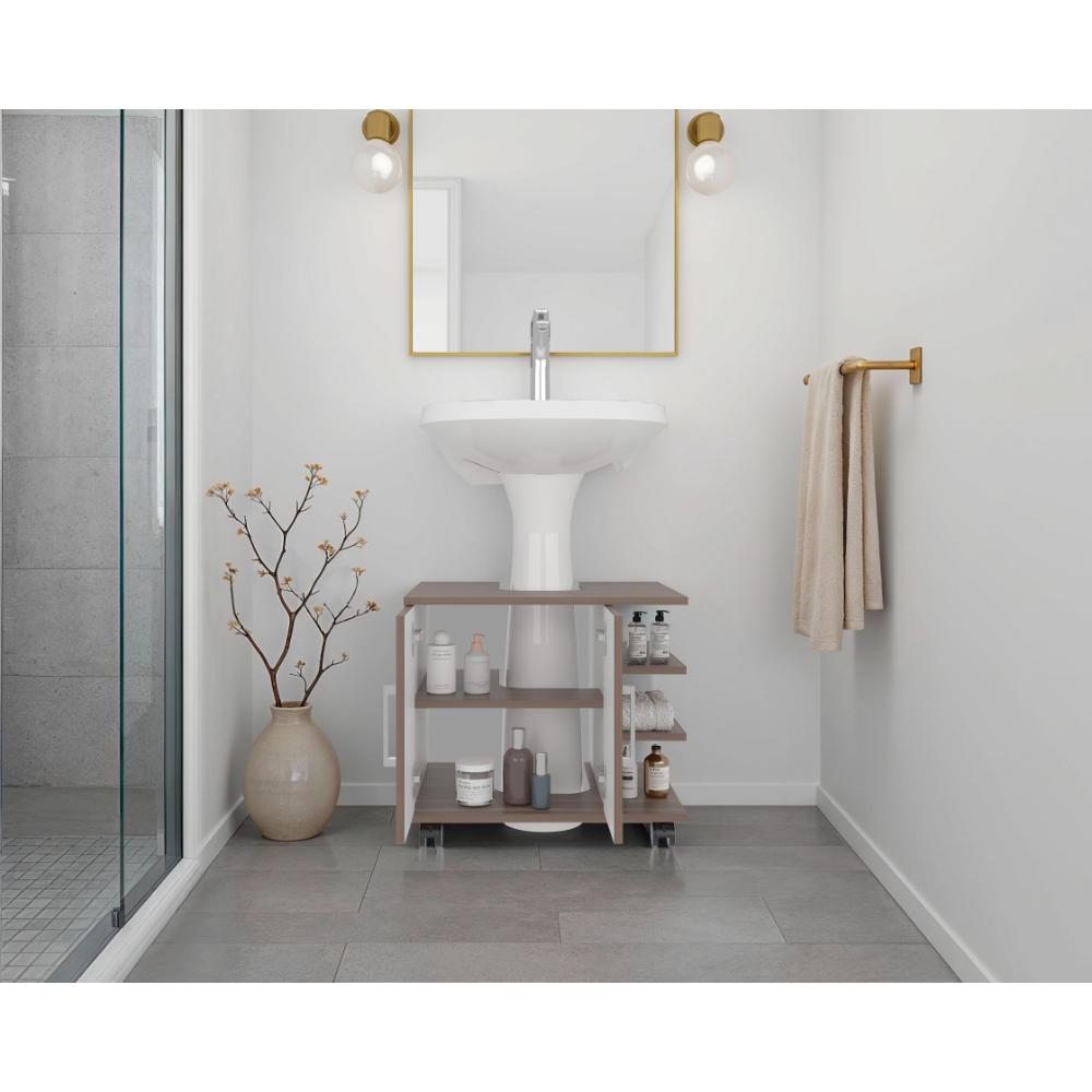 Optimizador Lavamanos Bath 300 Dos Puertas, Avellana y Blanco