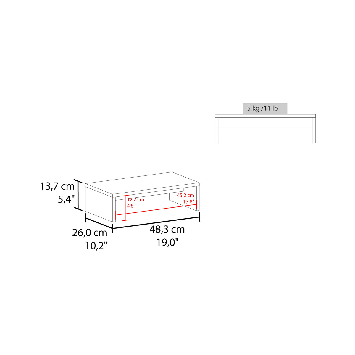 Rack Alzador Para Monitor, Wengue (vista 5)