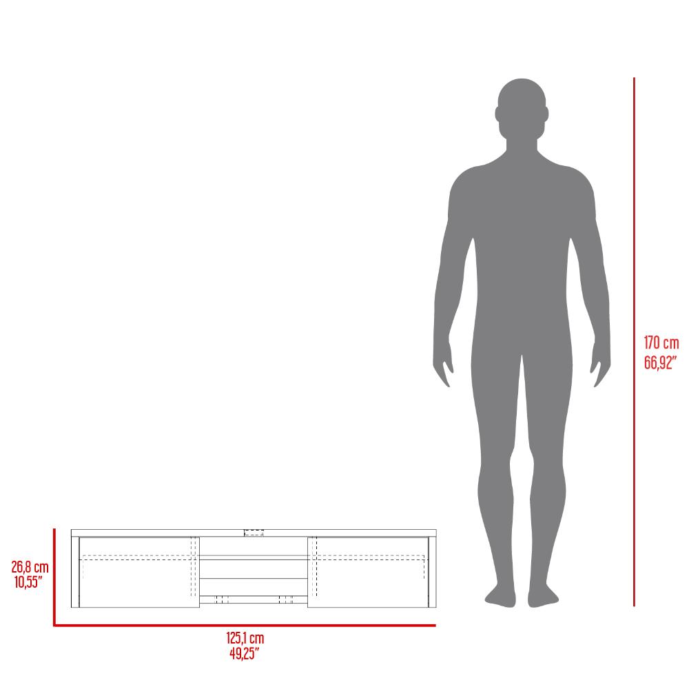Mesa Para Tv Flotante Gleid, Nogal Europeo, con Dos Puertas Abatibles (vista 10)