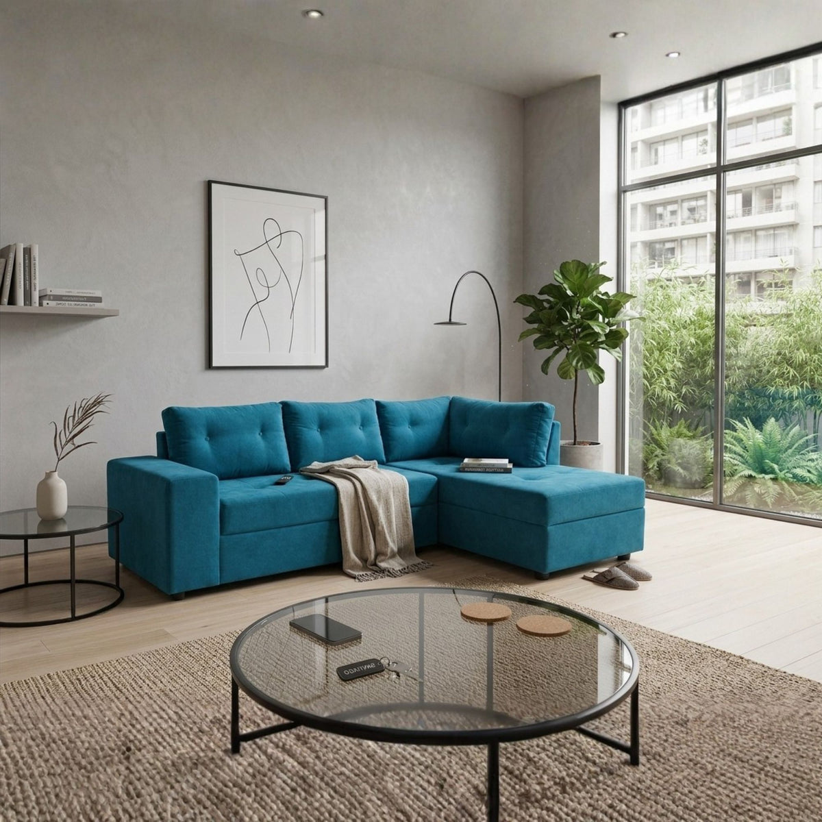 Sofa Seccional Praga Derecho Felpa