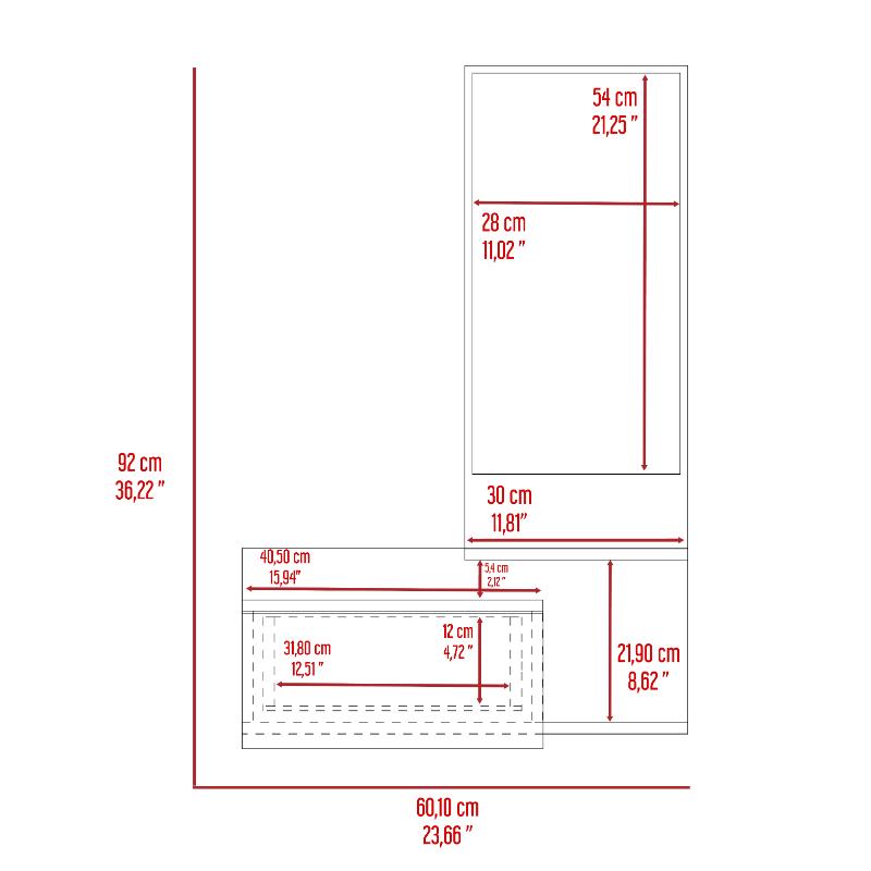 Mueble Recibidor Vienna, Recibidor Viena, Blanco, con un Cajón (vista 16)