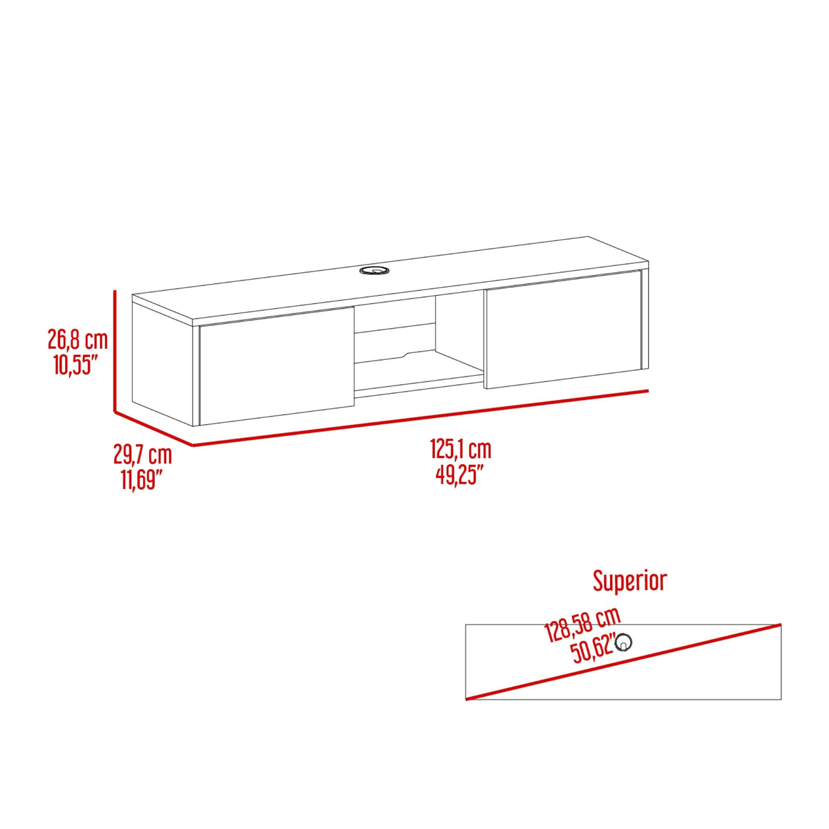 Rack Para Tv Flotante Gleid, Blanco, con Dos Puertas Abatibles (vista 7)