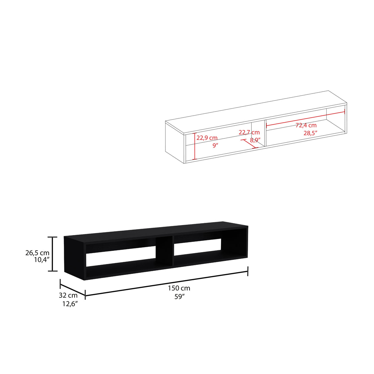 Rack Flotante, Negro, Para Televisor De 70 Pulgadas (vista 7)