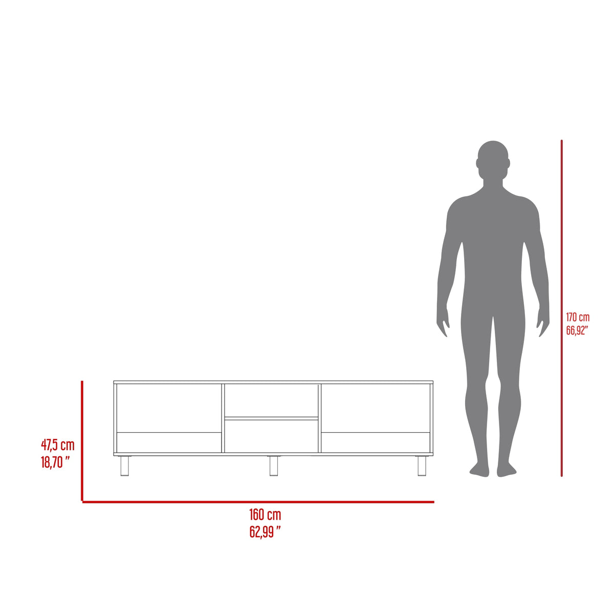 Mesa Para Tv Tunez, Wengue, Para Televisor Hasta 70 Pulgadas (vista 7)