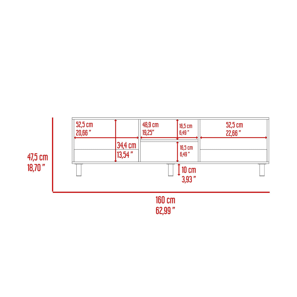 Mesa Para Tv Tunez, Wengue, Para Televisor Hasta 70 Pulgadas (vista 8)