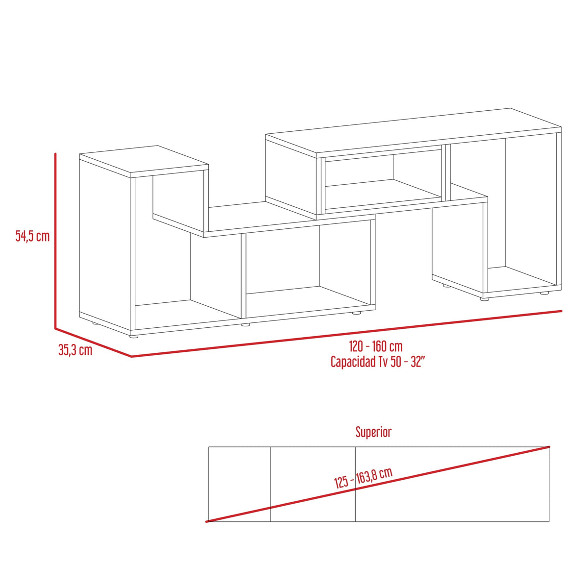 Mesa Para Tv Ascher, Wengue, con Espacio Para Televisor de 40 Pulgadas Hc (vista 8)