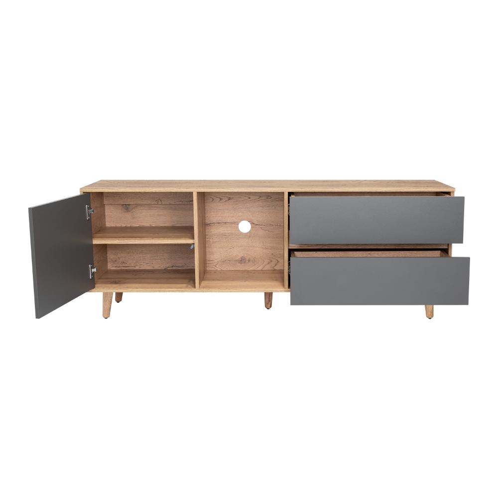 Mesa Para Tv Nashira, Macadamia y Plata Oscuro, con Espacio Para Televisor de Hasta 65 Pulgadas (vista 6)