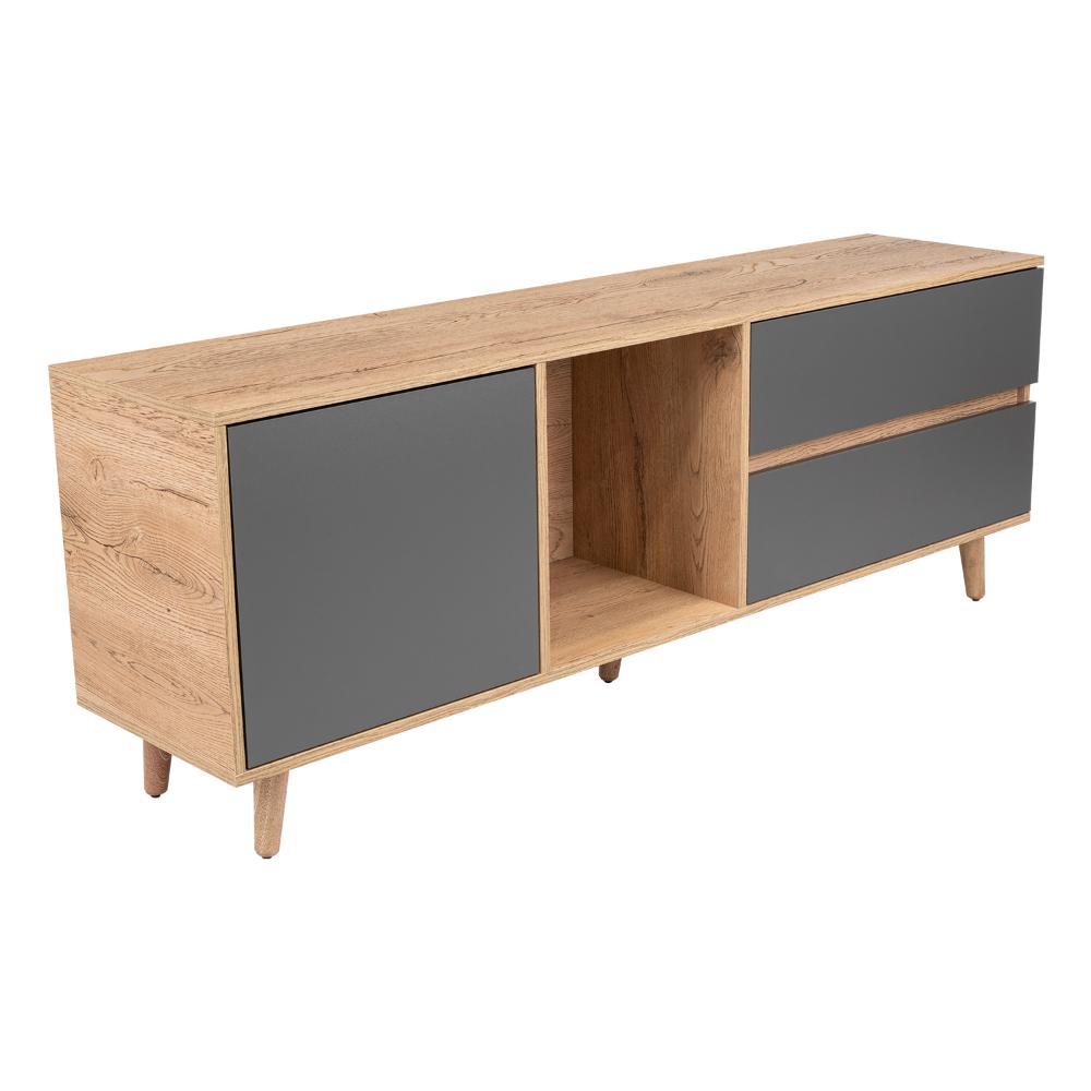 Mesa Para Tv Nashira, Macadamia y Plata Oscuro, con Espacio Para Televisor de Hasta 65 Pulgadas (vista 3)