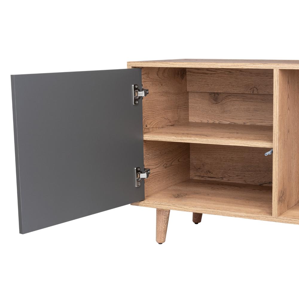 Mesa Para Tv Nashira, Macadamia y Plata Oscuro, con Espacio Para Televisor de Hasta 65 Pulgadas (vista 10)
