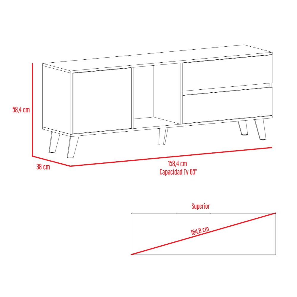 Mesa Para Tv Nashira, Macadamia y Plata Oscuro, con Espacio Para Televisor de Hasta 65 Pulgadas (vista 12)