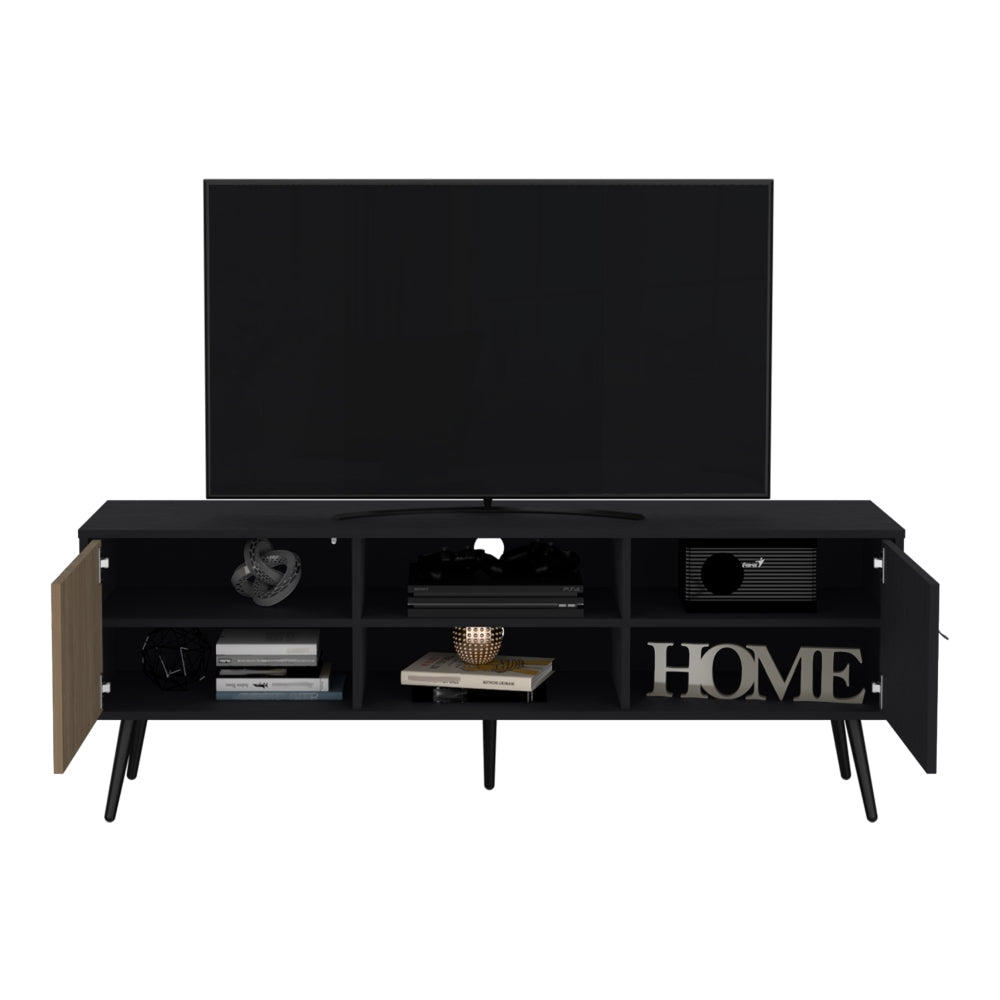 Rack Para Tv Funes Eco 150, Wengue, con espacio para ubicar objetos (vista 4)