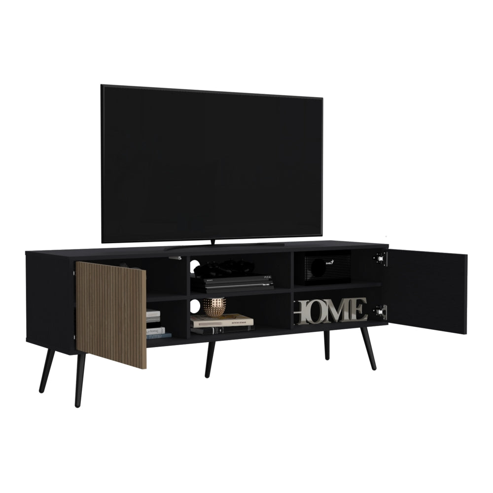 Rack Para Tv Funes Eco 150, Wengue, con espacio para ubicar objetos (vista 5)