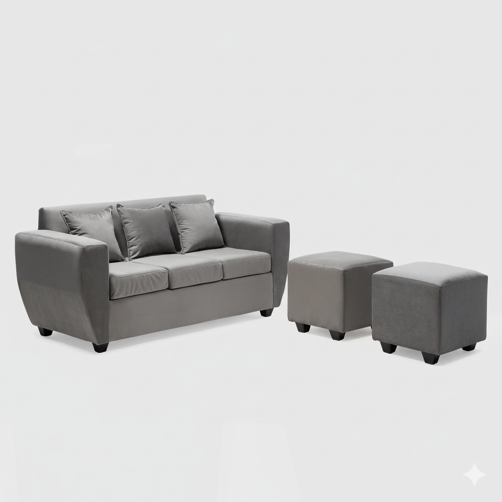 Living Kansas 3 cuerpos + 2 Pouf Felpa