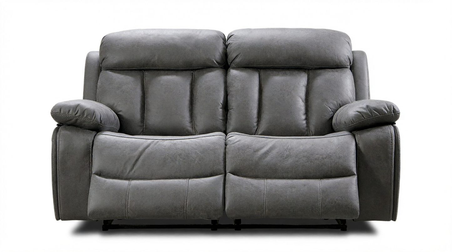 Sofá Reclinable Brescia  2  cuerpos cuero Gris