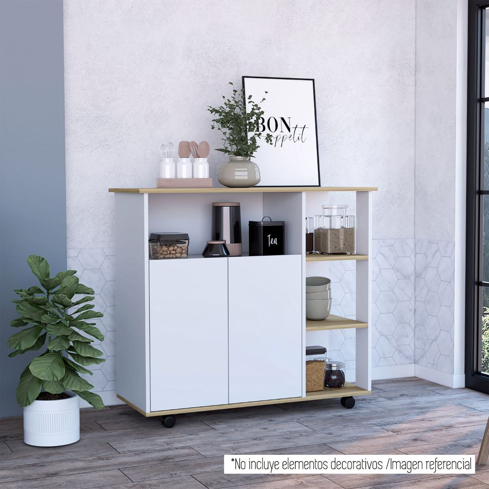 Mesón de Cocina Bi Color Blanco y Duna Para Cocina