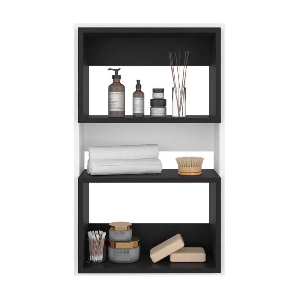 Mueble Auxiliar Muro Baño Eco, Blanco Duqueza y Wengue, con superficies para ubicar objetos (vista 3)