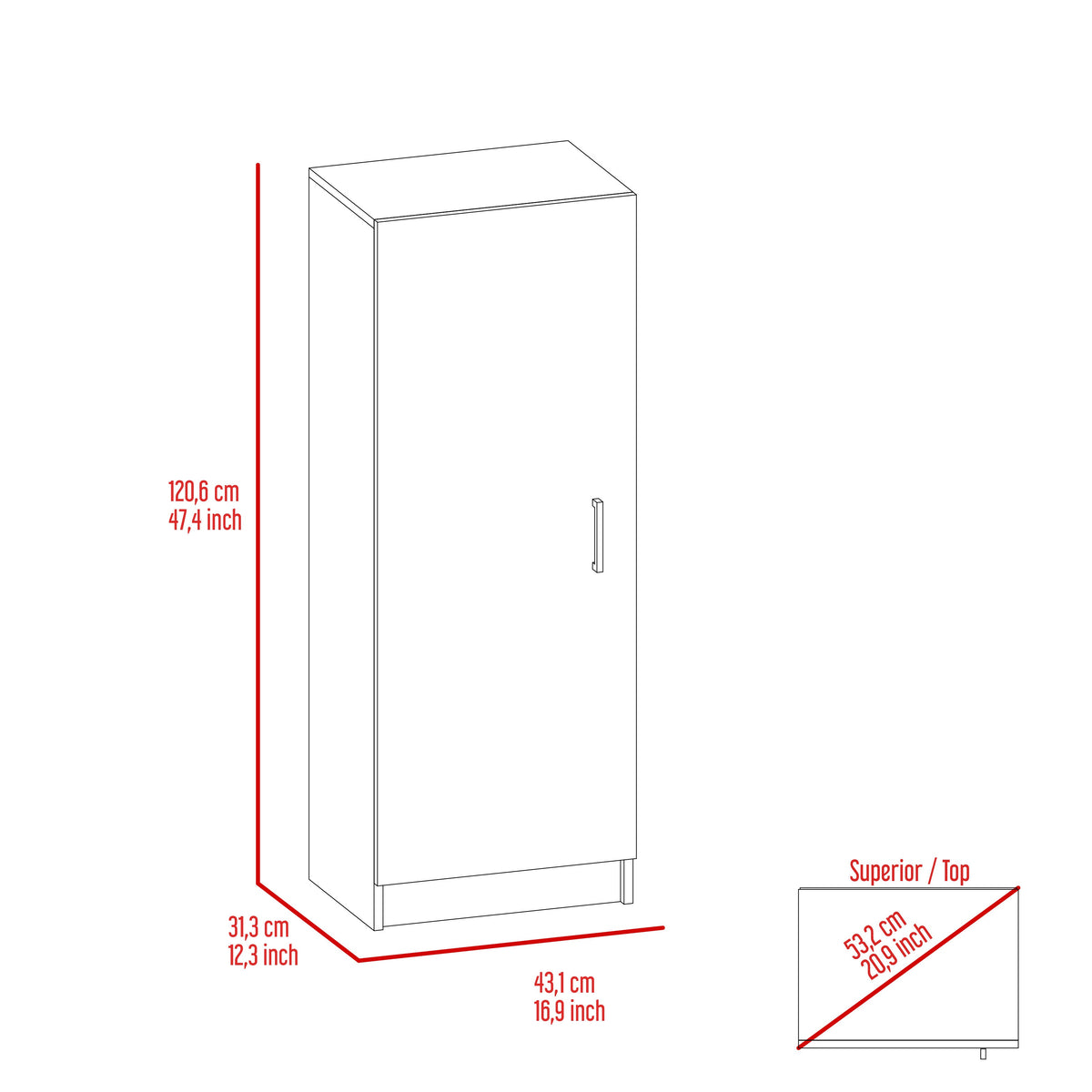 Despensa Belleria Una Puerta, Blanco (vista 12)