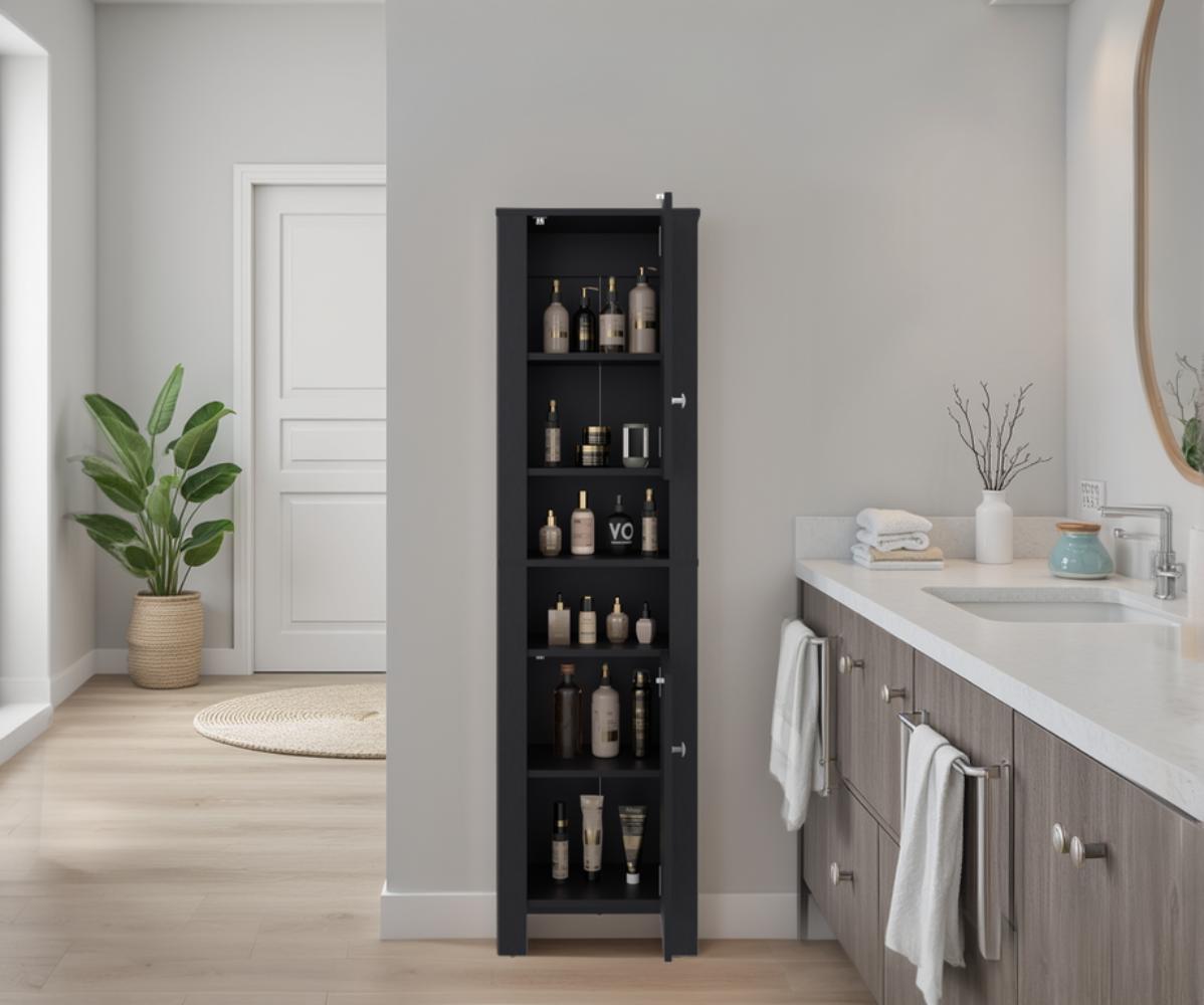 Estante Organizador Baño Vanessa Dos Puertas, Wengue (vista 2)