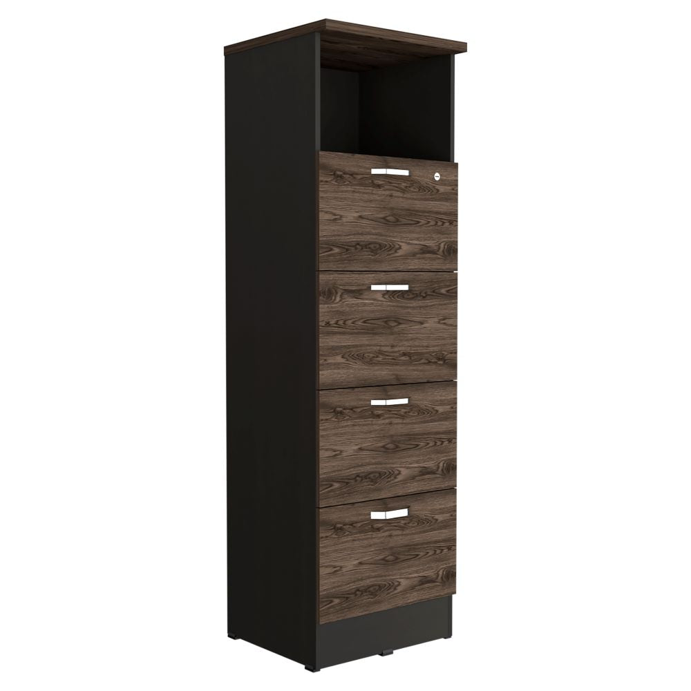 Archivador Home Office Color Negro Soft y Coñac Para Oficina