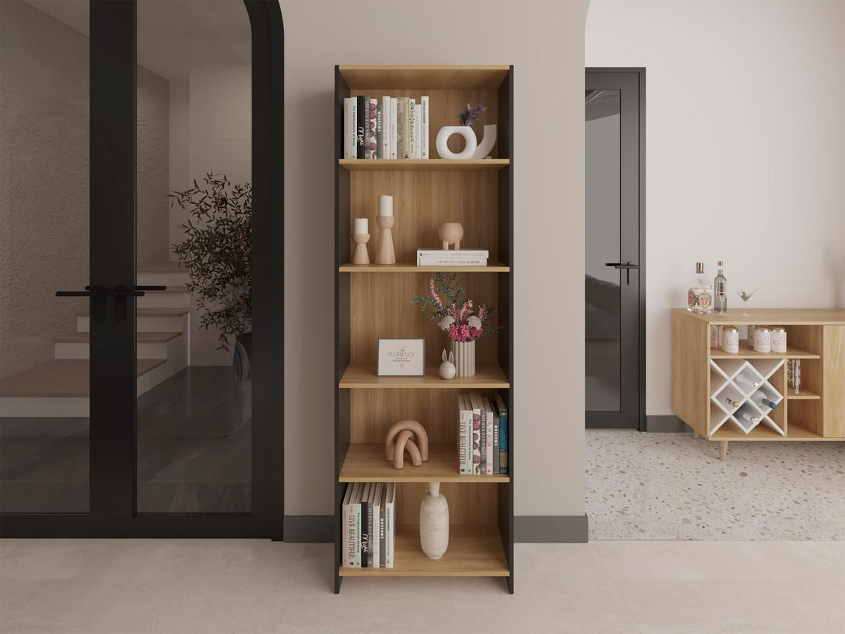 Biblioteca Lisa Eco, Fresno Europeo y Wengue, con Cinco Entrepaños