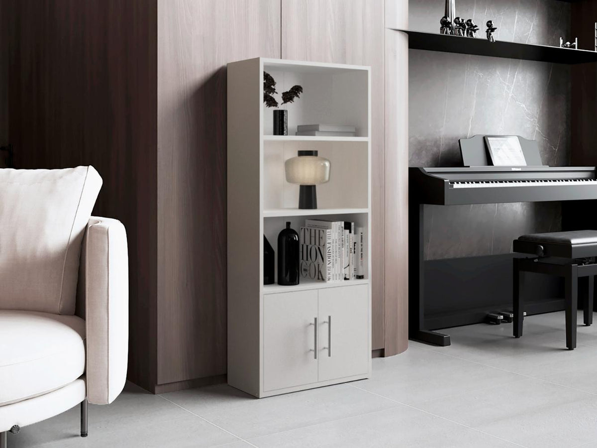 Biblioteca Eco Joy, Blanco, con dos puertas abatibles