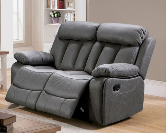Sofá Reclinable Brescia  2  cuerpos cuero Gris