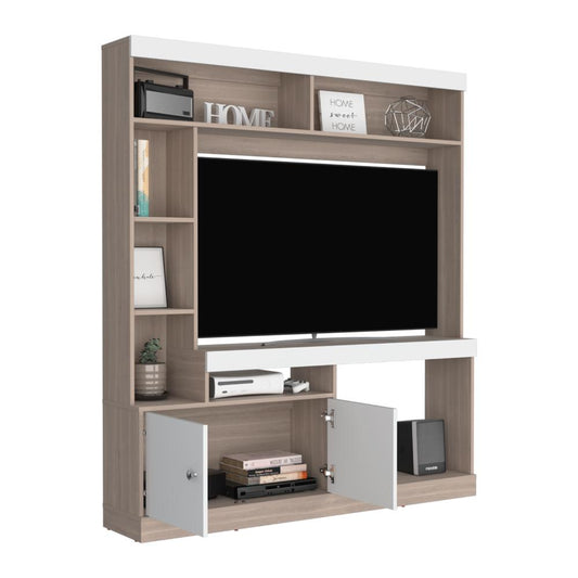 Estante Para Tv Dante, Bardolino y Blanco, con Espacio Para Televisor de 52 Pulgadas