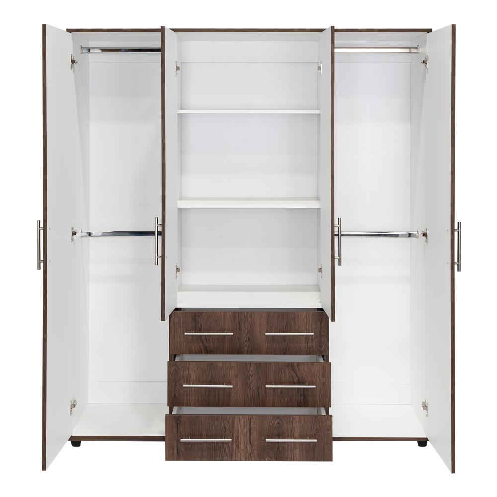 Closet Fontana, Nogal y Blanco, con Cuatro Puertas Abatibles y Tres Cajones Organizadores (vista 8)