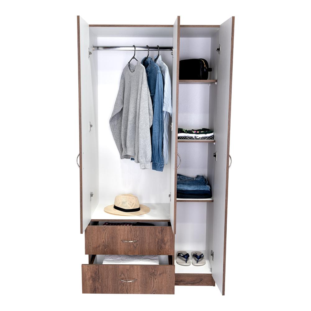Closet América, Nogal y Blanco, con Dos Cajones y Variedad de Entrepaños (vista 4)