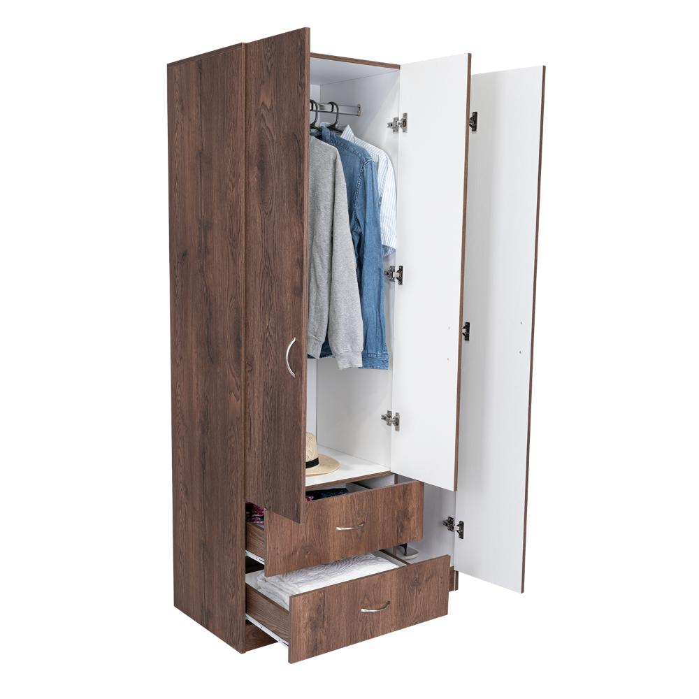 Closet América, Nogal y Blanco, con Dos Cajones y Variedad de Entrepaños (vista 3)