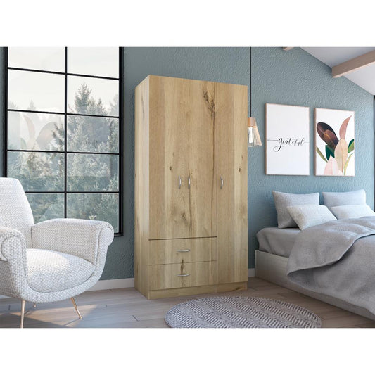 Closet América, Café Claro y Blanco, con Dos Cajones y Variedad de Entrepaños