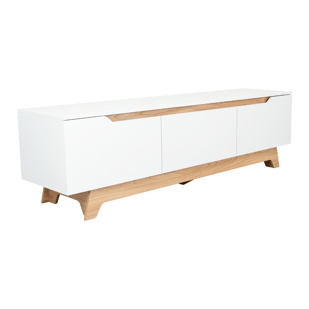 Rack Tv 80" Woodall Dos Puertas Un Cajon, Color Blanco Y Fresno (vista 3)