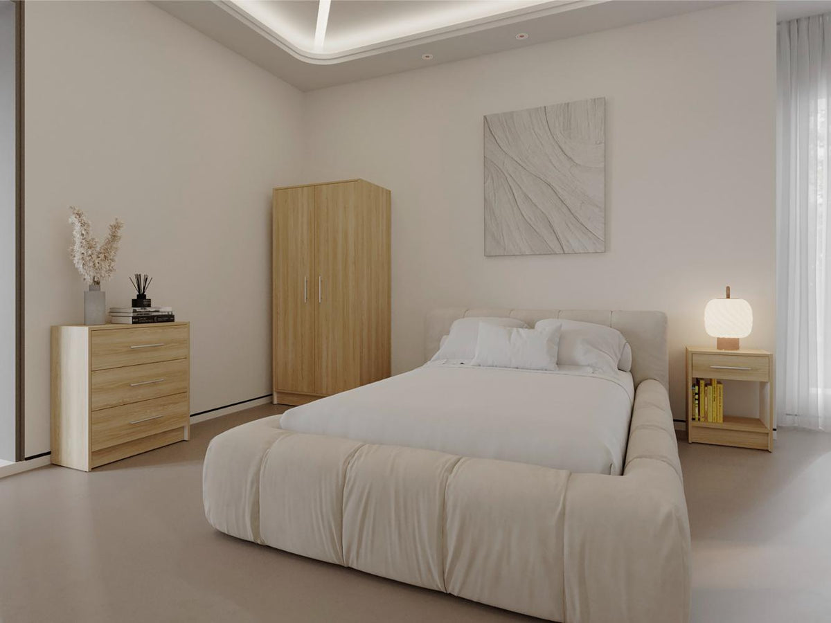 Combo para Habitación Sofi, Fresno Europeo y Blanco, incluye Closet -Organizador y Mesa de Noche