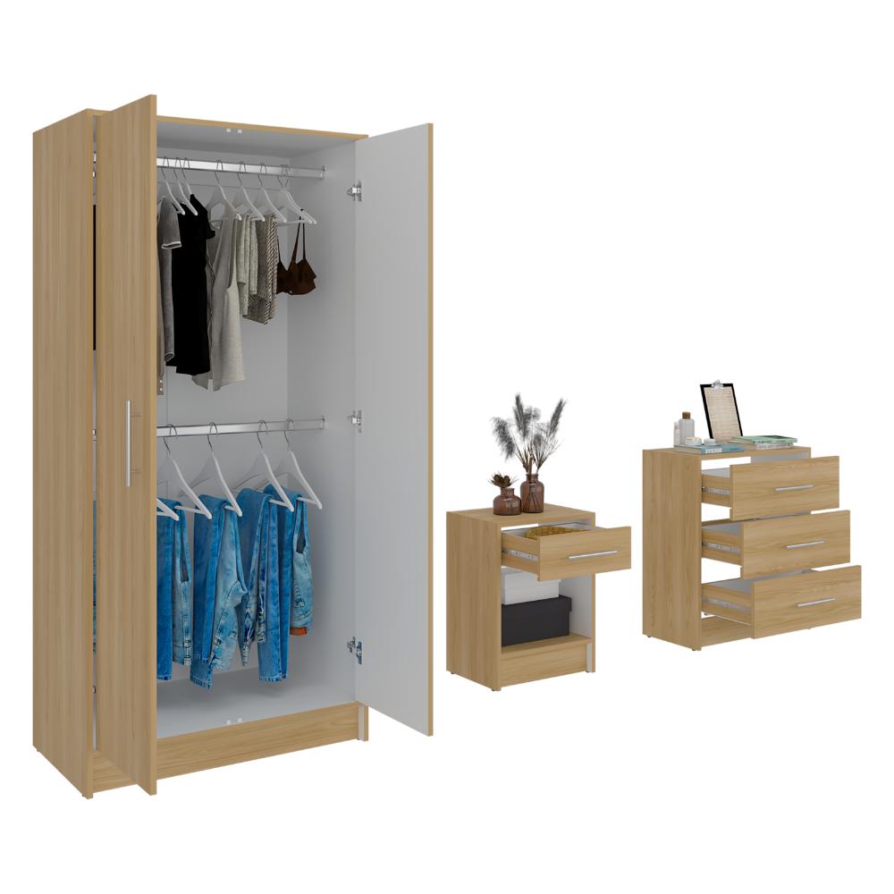 Combo para Habitación Sofi, Fresno Europeo y Blanco, incluye Closet -Organizador y Mesa de Noche (vista 2)