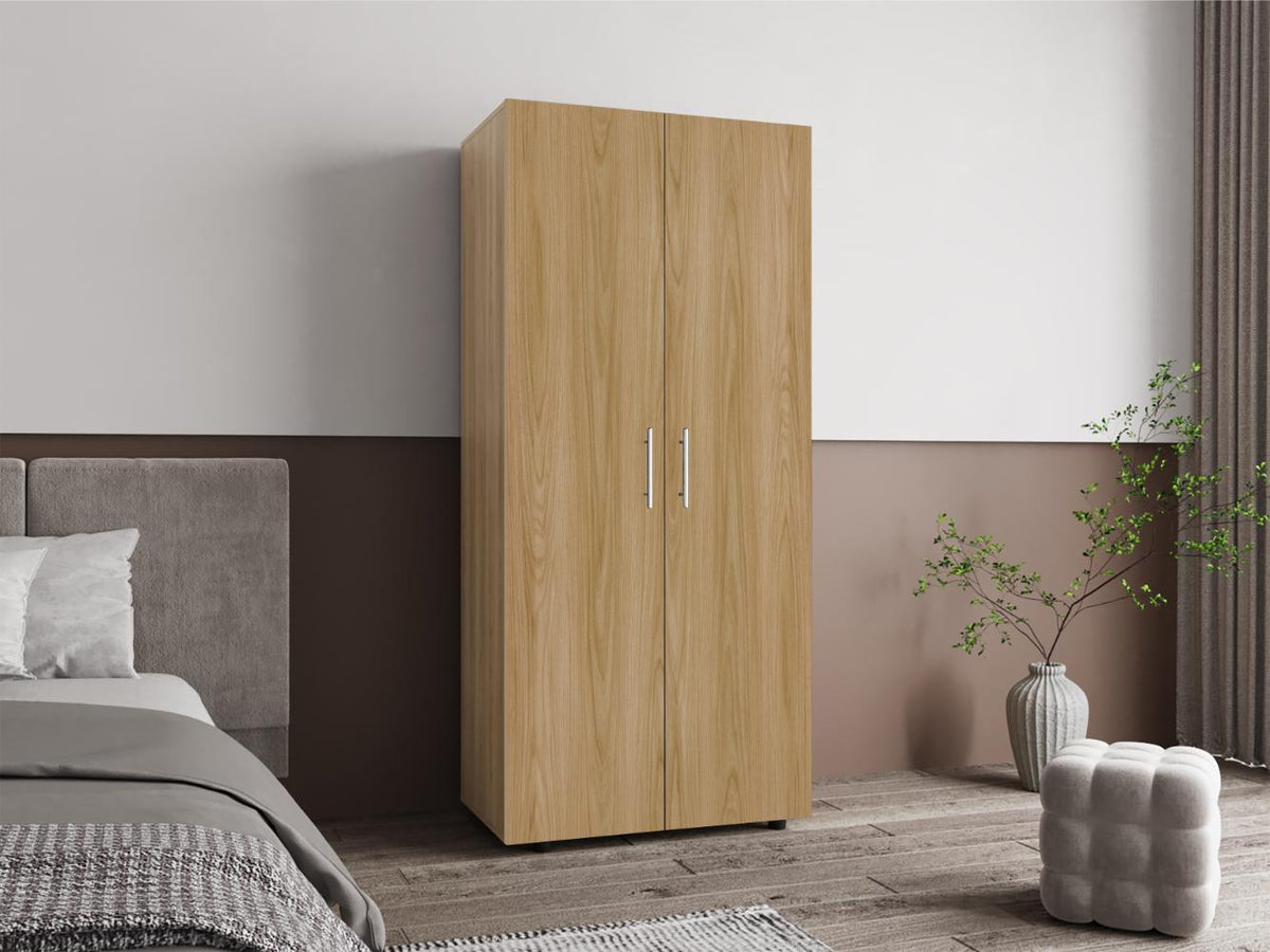 Closet Tera, Fresno Europeo y Wengue, Dos Puertas Abatibles y Dos Tubos Cromados