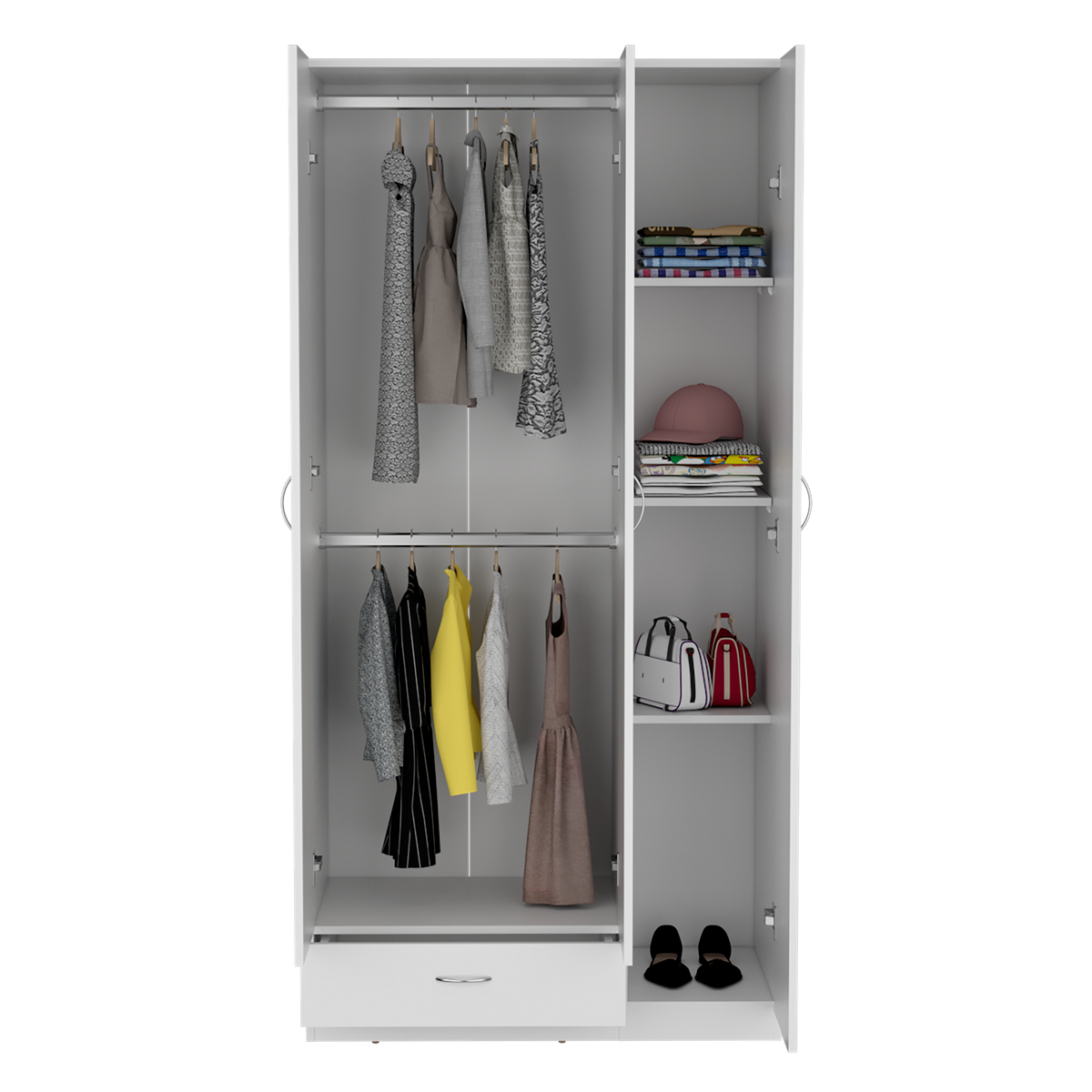 Armario Z-90, Blanco, con amplios espacios y entrepaños para organizar (vista 2)