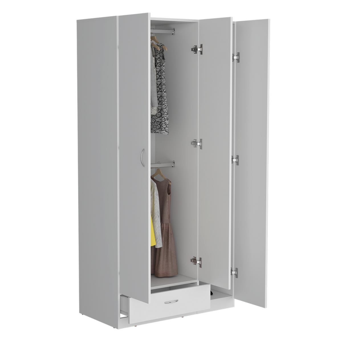 Armario Z-90, Blanco, con amplios espacios y entrepaños para organizar (vista 4)