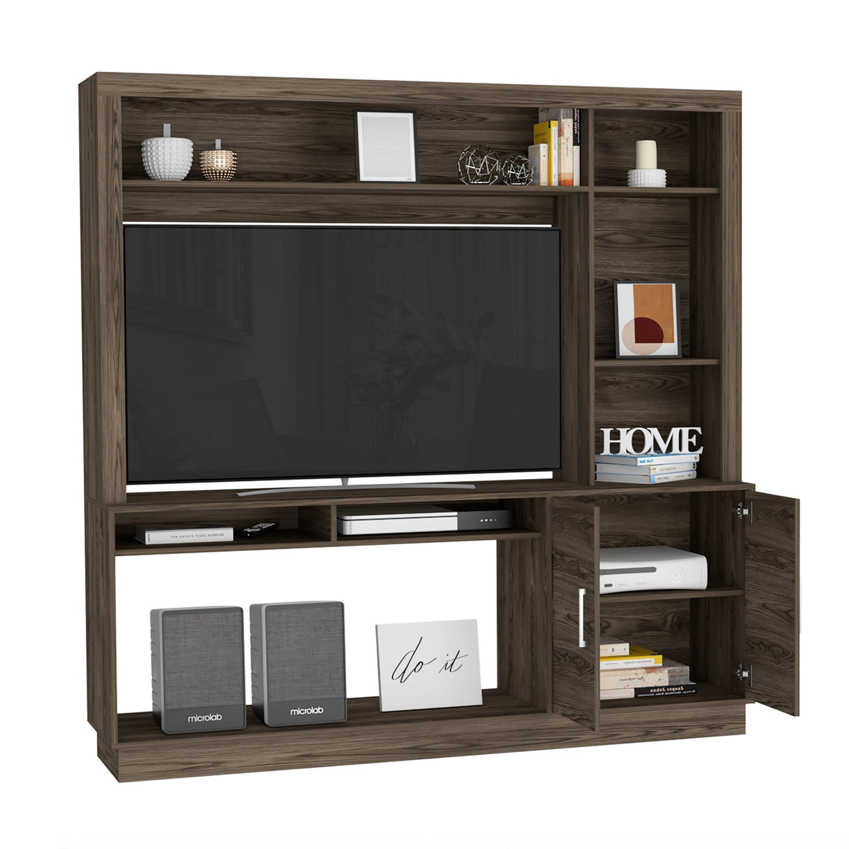 Estante Tv, Cantabria Dos Puertas con Espacio Para Televisor De Hasta 55 Pulgadas Color Coñac (vista 3)