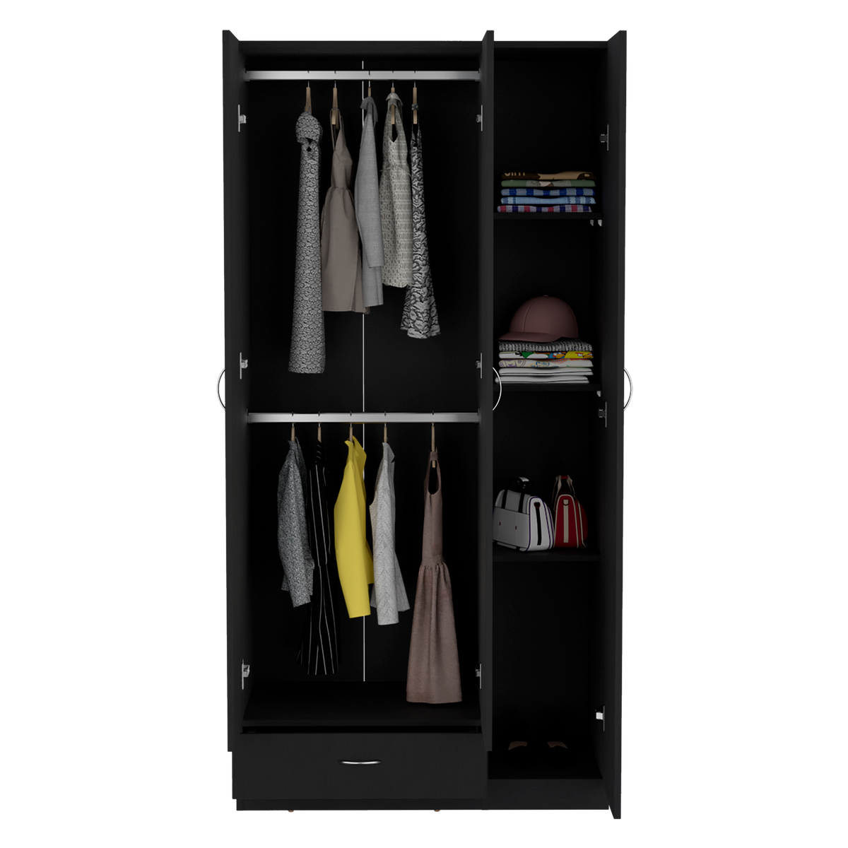 Armario Z-90, Wengue, con amplios espacios y entrepaños para organizar (vista 2)