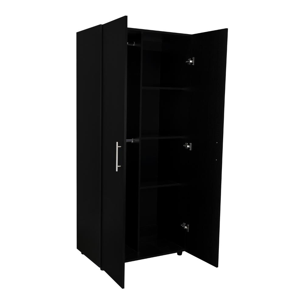 Closet Tera, Wengue y Negro,  Dos Puertas Abatibles y Dos Tubos Cromados (vista 7)