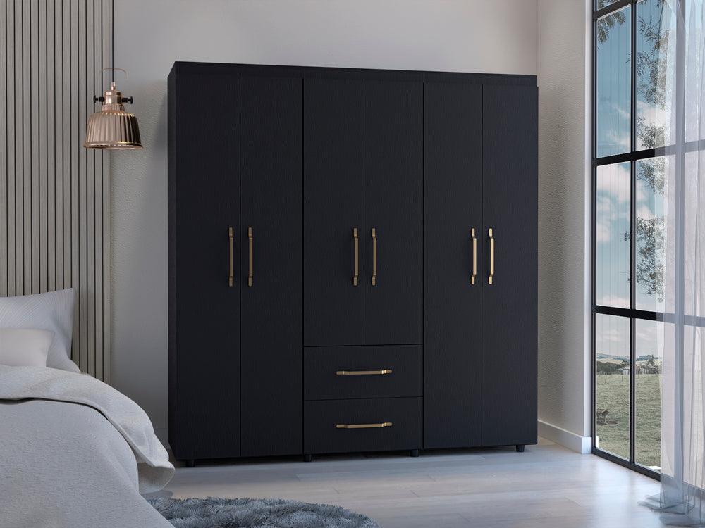 Closet Golden, Wengue, Variedad de Entrepaños y Seis Puertas Abatibles