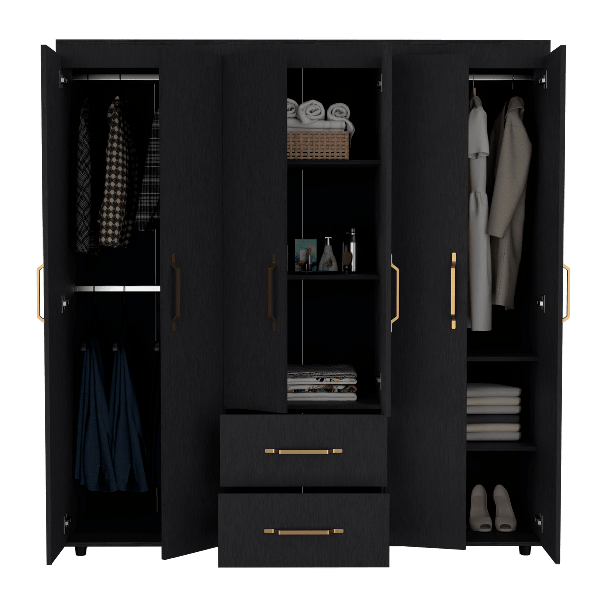 Closet Golden, Wengue, Variedad de Entrepaños y Seis Puertas Abatibles (vista 6)